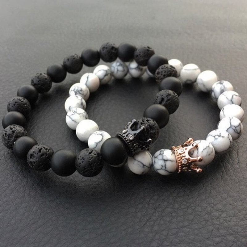 King & Queen Natural Stone Bracelets by Zone